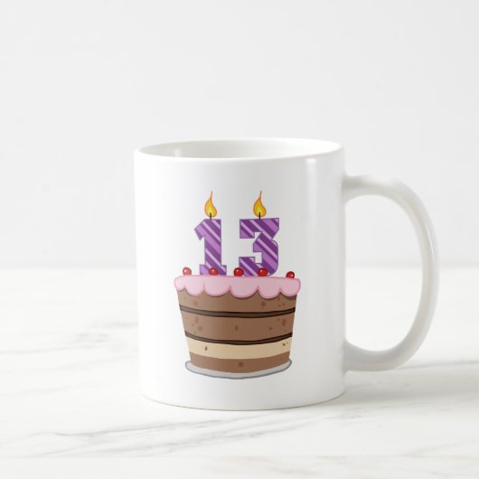 Leeftijd 13 op de Birthday Cake Koffiemok (Rechts)