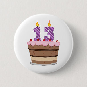 Leeftijd 13 op de Birthday Cake Ronde Button 5,7 Cm