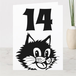 LEEFTIJD 14 BIRTHDAY CAT-KAART BEDANKKAART