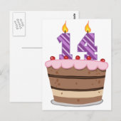 Leeftijd 14 op de Birthday Cake Briefkaart (Voorkant / Achterkant)