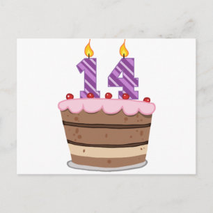 Leeftijd 14 op de Birthday Cake Briefkaart