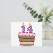 Leeftijd 14 op de Birthday Cake Briefkaart (Staand voorkant)