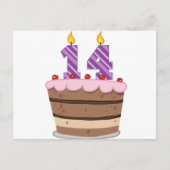Leeftijd 14 op de Birthday Cake Briefkaart (Voorkant)