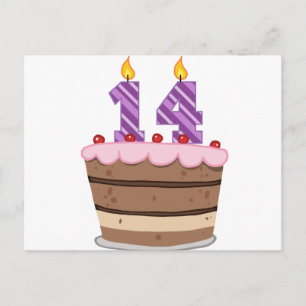 Leeftijd 14 op de Birthday Cake Briefkaart