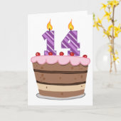Leeftijd 14 op de Birthday Cake Kaart (Gele Bloem)