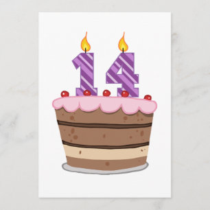 Leeftijd 14 op de Birthday Cake Kaart