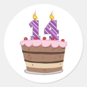 Leeftijd 14 op de Birthday Cake Ronde Sticker