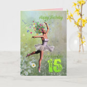 Leeftijd 15, de verjaardagskaart van de kaart (Gele Bloem)