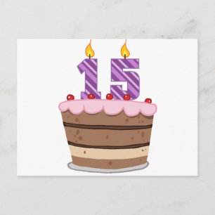 Leeftijd 15 op de Birthday Cake Briefkaart