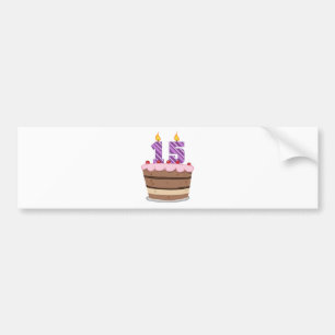 Leeftijd 15 op de Birthday Cake Bumpersticker