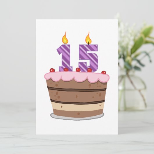 Leeftijd 15 op de Birthday Cake Kaart (Staand voorkant)