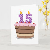 Leeftijd 15 op de Birthday Cake Kaart (Gele Bloem)