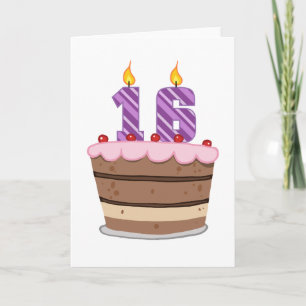 Leeftijd 16 op de Birthday Cake Kaart