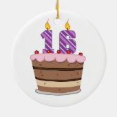 Leeftijd 16 op de Birthday Cake Keramisch Ornament (Achterkant)
