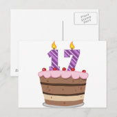Leeftijd 17 op de Birthday Cake Briefkaart (Voorkant / Achterkant)