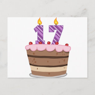 Leeftijd 17 op de Birthday Cake Briefkaart