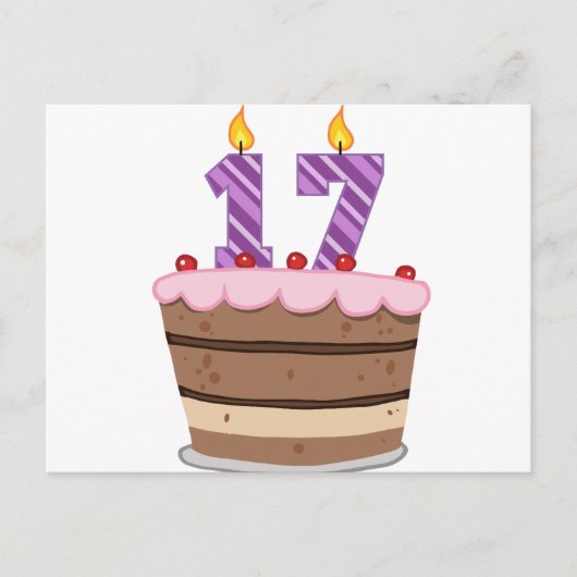 Leeftijd 17 op de Birthday Cake Briefkaart (Voorkant)