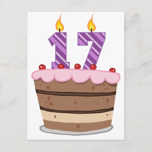 Leeftijd 17 op de Birthday Cake Briefkaart