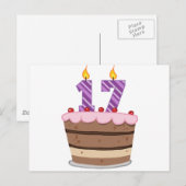 Leeftijd 17 op de Birthday Cake Briefkaart (Voorkant / Achterkant)