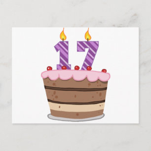 Leeftijd 17 op de Birthday Cake Briefkaart