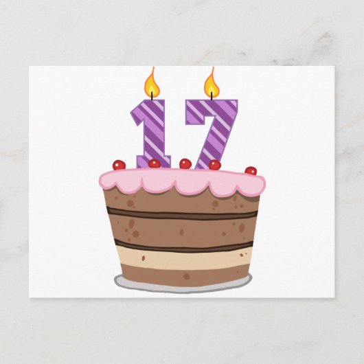 Leeftijd 17 op de Birthday Cake Briefkaart (Voorkant)