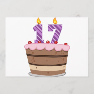 Leeftijd 17 op de Birthday Cake Kaart