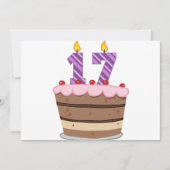 Leeftijd 17 op de Birthday Cake Kaart (Voorkant)
