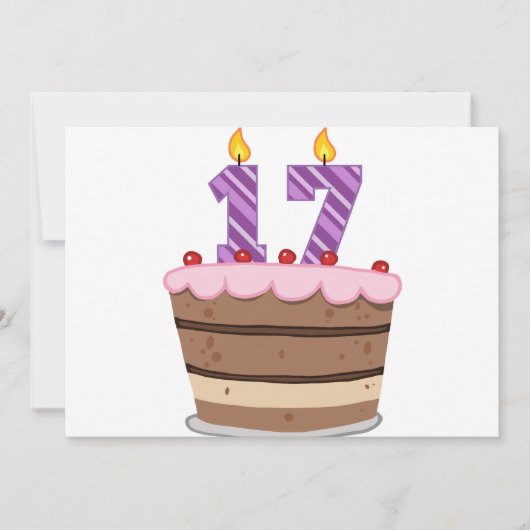 Leeftijd 17 op de Birthday Cake Kaart (Voorkant)