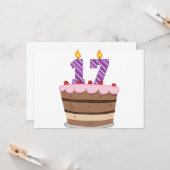 Leeftijd 17 op de Birthday Cake Kaart (Voorkant / Achterkant in situ)