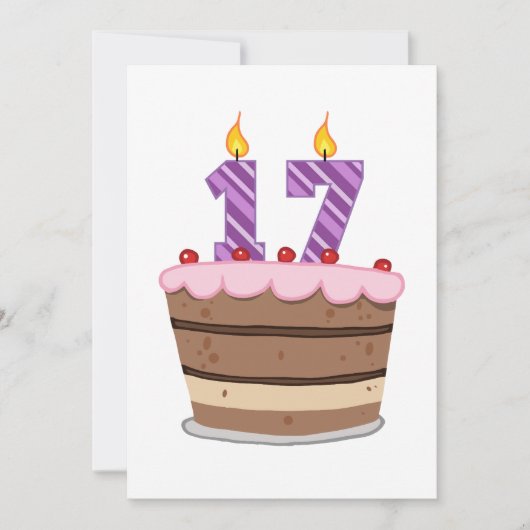 Leeftijd 17 op de Birthday Cake Kaart (Voorkant)