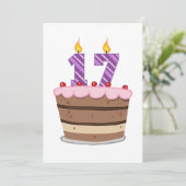Leeftijd 17 op de Birthday Cake Kaart (Staand voorkant)