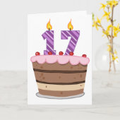 Leeftijd 17 op de Birthday Cake Kaart (Gele Bloem)