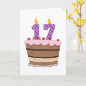 Leeftijd 17 op de Birthday Cake Kaart (Gele Bloem)