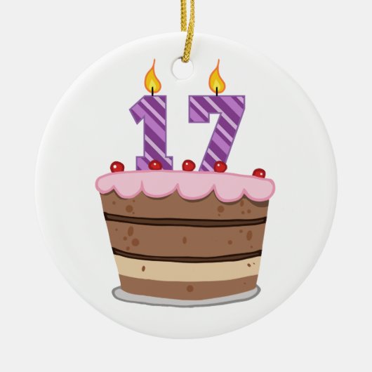 Leeftijd 17 op de Birthday Cake Keramisch Ornament (Voorkant)