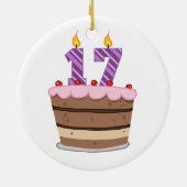 Leeftijd 17 op de Birthday Cake Keramisch Ornament (Achterkant)