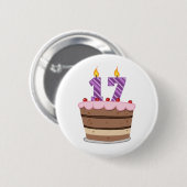Leeftijd 17 op de Birthday Cake Ronde Button 5,7 Cm (Voorkant /achterkant)