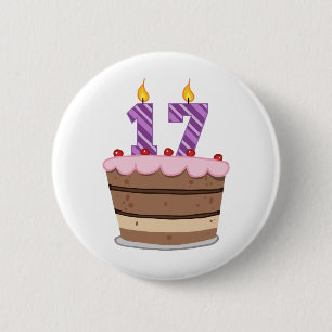 Leeftijd 17 op de Birthday Cake Ronde Button 5,7 Cm