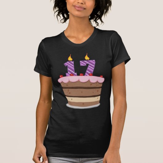 Leeftijd 17 op de Birthday Cake T-shirt (Voorkant)