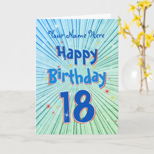 Leeftijd 18 Fun 3D Blue Chill editable 18th Birthd Kaart (Gele Bloem)