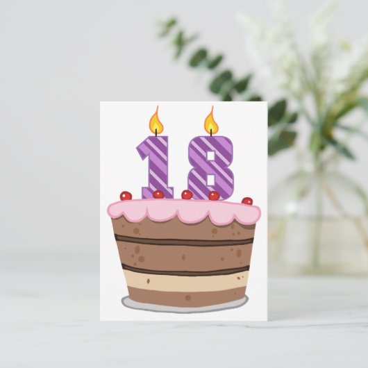 Leeftijd 18 op de Birthday Cake Briefkaart (Staand voorkant)