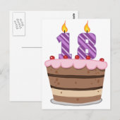 Leeftijd 18 op de Birthday Cake Briefkaart (Voorkant / Achterkant)