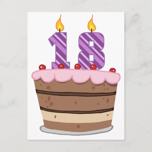 Leeftijd 18 op de Birthday Cake Briefkaart (Voorkant)