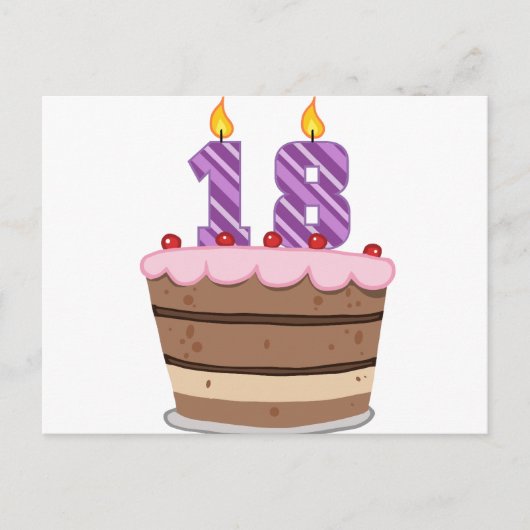 Leeftijd 18 op de Birthday Cake Briefkaart (Voorkant)