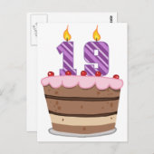 Leeftijd 19 op de Birthday Cake Briefkaart (Voorkant / Achterkant)