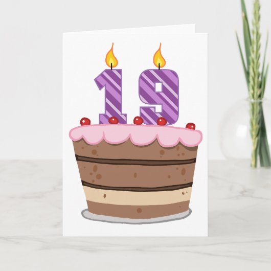 Leeftijd 19 op de Birthday Cake Kaart (Voorkant)