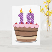 Leeftijd 19 op de Birthday Cake Kaart (Gele Bloem)
