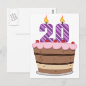 Leeftijd 20 op de Birthday Cake Briefkaart (Voorkant / Achterkant)