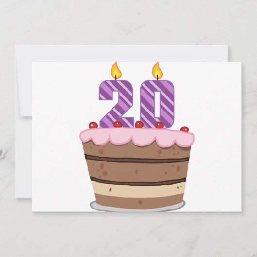 Leeftijd 20 op de Birthday Cake Kaart (Voorkant)