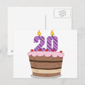 Leeftijd 20 op verjaardagstaart briefkaart (Voorkant / Achterkant)