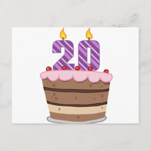 Leeftijd 20 op verjaardagstaart briefkaart